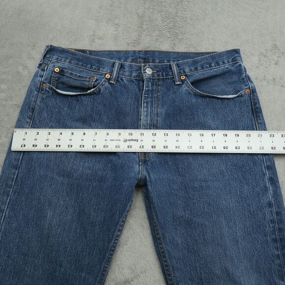 Levi's 505 Jeans Mens Size 36x32 Blue Regular Straight 100% Cotton Denim Pants - Picture 14 of 16